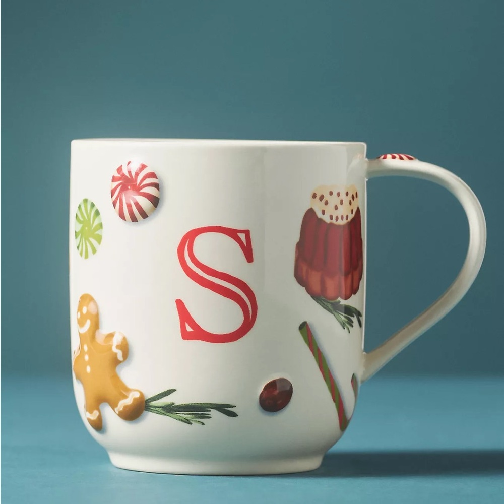 Anthropologie HOLIFAYE STONEWARE MONOGRAM MUG Style No. 92829613 Letter S
